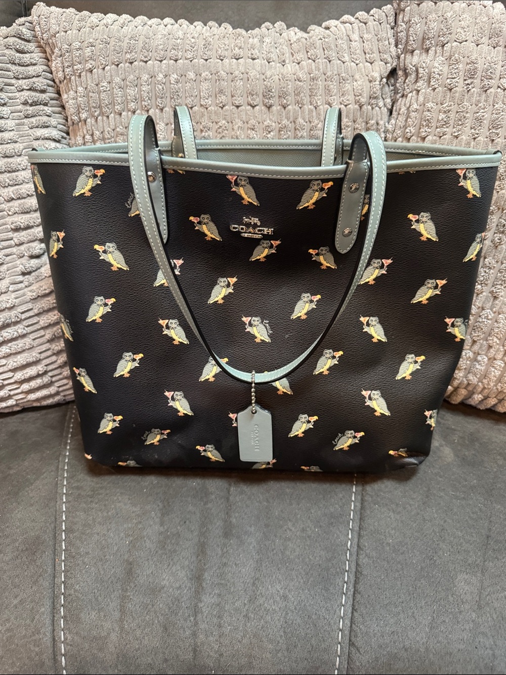 Coach Pebbled Leather Tote in Light Blue - Picture 4 of 4